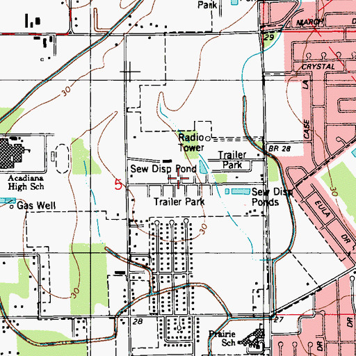 Topographic Map of Carroll Ann Mobile Home Park, LA
