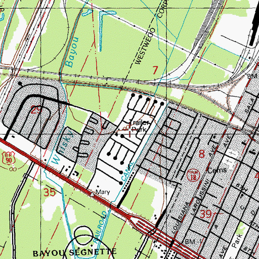 Topographic Map of Circle West Mobile Homes Estates, LA