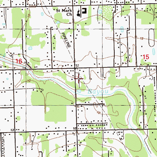 Topographic Map of Cobb's Manufactured Home Park, LA