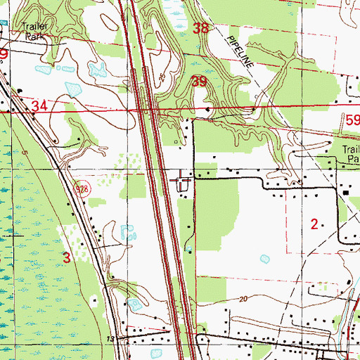 Topographic Map of Comeaux Mobile Park, LA