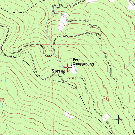 Topographic Map of Fern Campground, CA