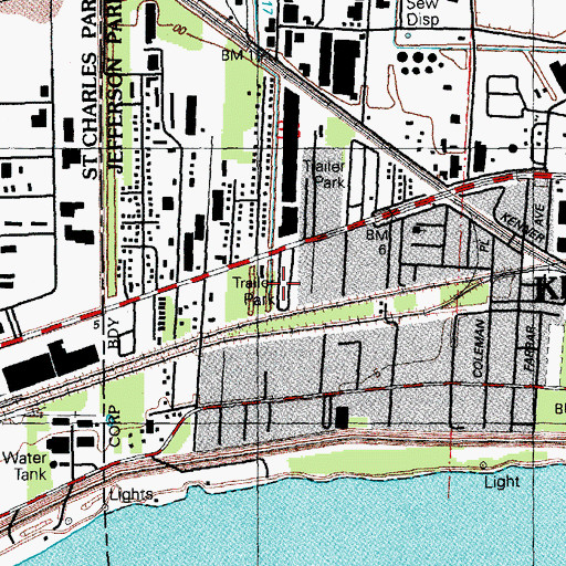 Topographic Map of Crest Trailer Park, LA