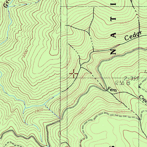 Topographic Map of Fern Creek, CA