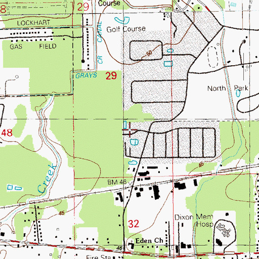 Topographic Map of Deville's Mobile Home Park, LA