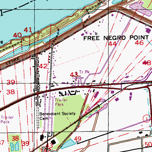 Topographic Map of Dude's Trailer Park, LA