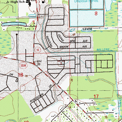 Topographic Map of Eastover Estates Mobile Home Park, LA