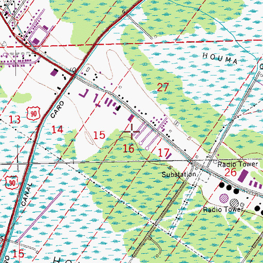 Topographic Map of Faith Trailer Court, LA