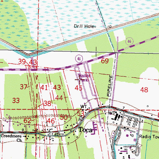 Topographic Map of Fanz Mobile Home Park, LA