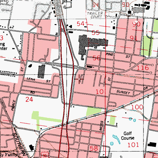 Topographic Map of Northgrove Mobile Home Park, LA