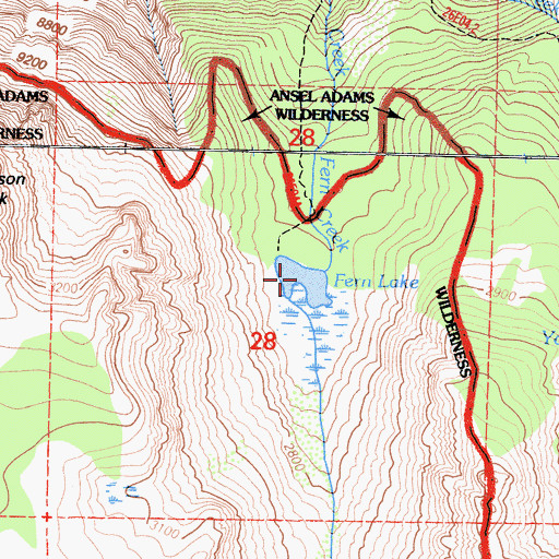 Topographic Map of Fern Lake, CA