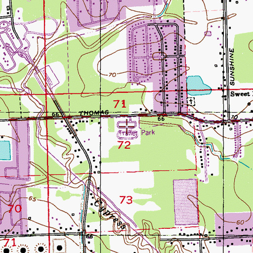 Topographic Map of Oak Glen Terrace Mobile Home Park, LA