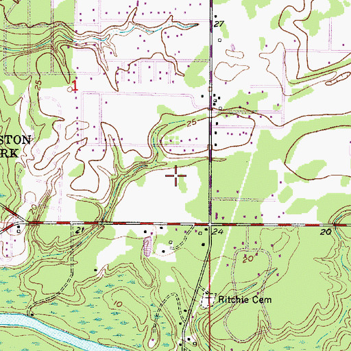 Topographic Map of Oakcreek Estates Mobile Home Park, LA