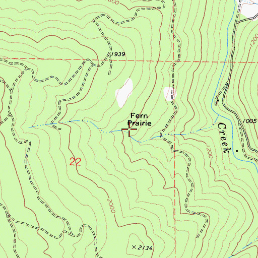 Topographic Map of Fern Prairie, CA