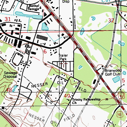 Topographic Map of Pecue Mobile Home Park, LA