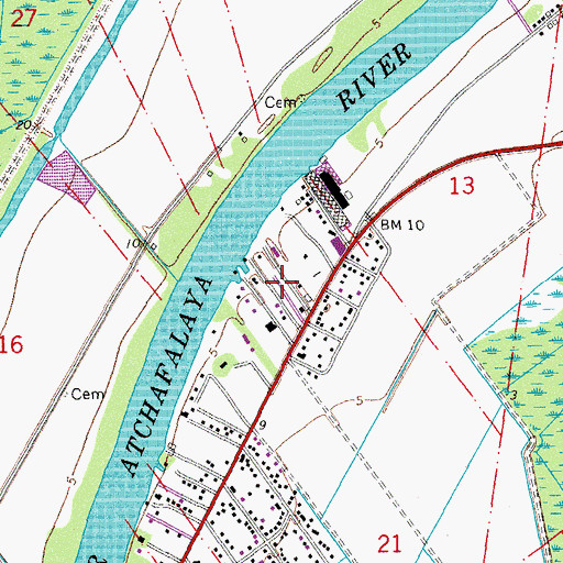 Topographic Map of Pines Lane Mobile Home Park, LA