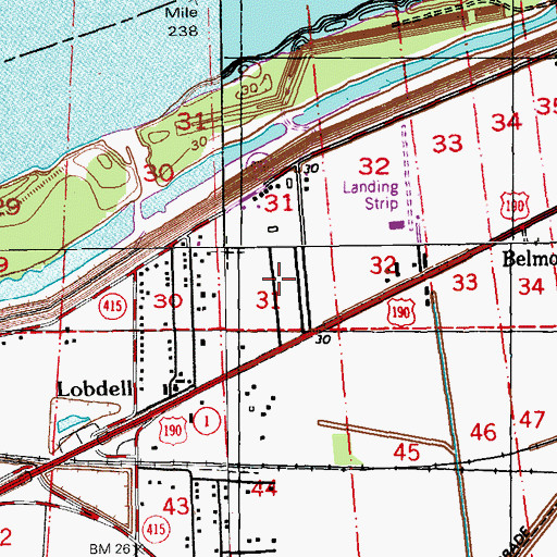 Topographic Map of Plantation Mobile Home Park, LA