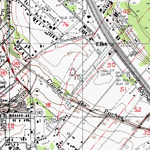 Topographic Map of Queens Row Mobile Home Park, LA
