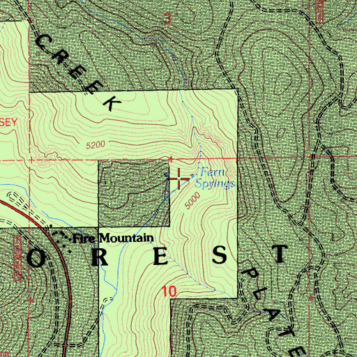 Topographic Map of Fern Springs, CA