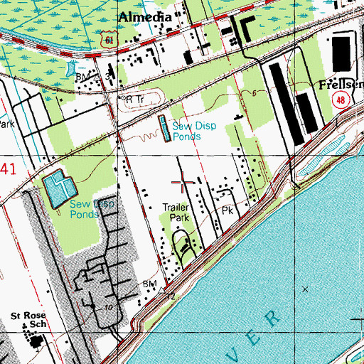 Topographic Map of Riverland Mobile Home Park, LA