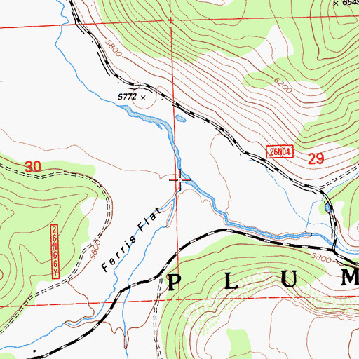 Topographic Map of Ferris Creek, CA