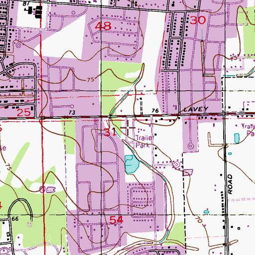 Topographic Map of Saint James Mobile Home Community, LA