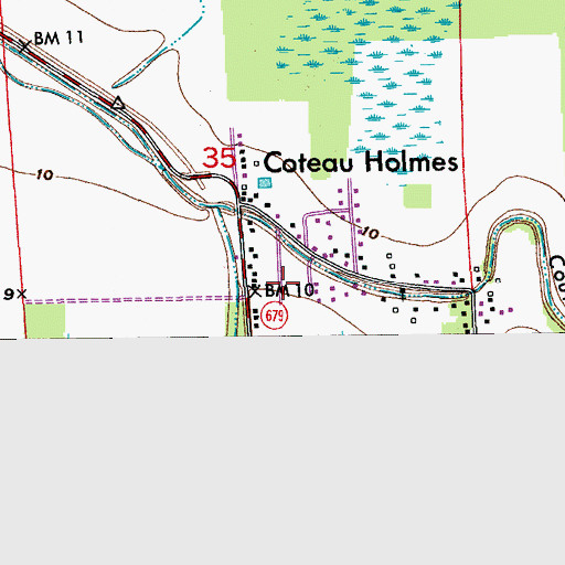 Topographic Map of Sandy's Trailer Park, LA