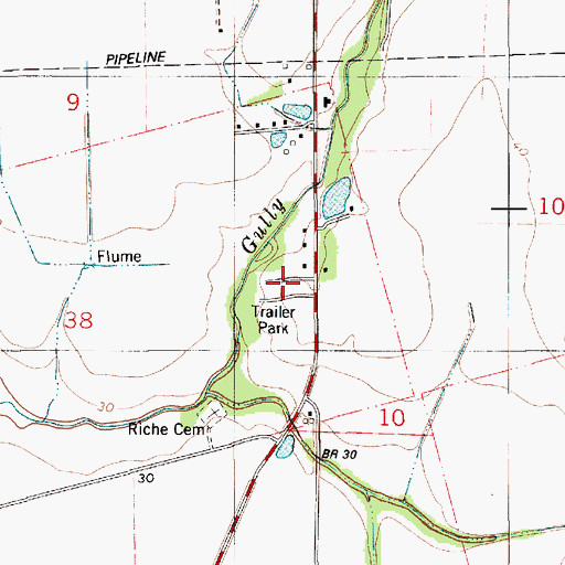 Topographic Map of Shady Acres Mobile Home Park, LA