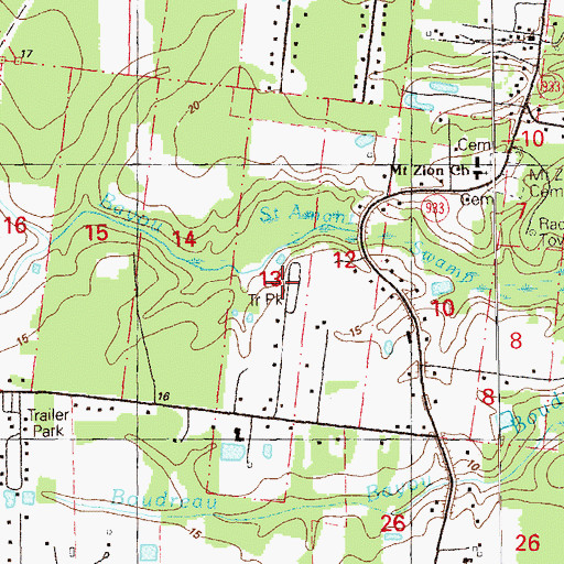 Topographic Map of Shady Oaks Mobile Home Park, LA
