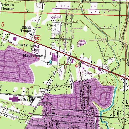 Topographic Map of Shady Pines Mobile Home Park, LA