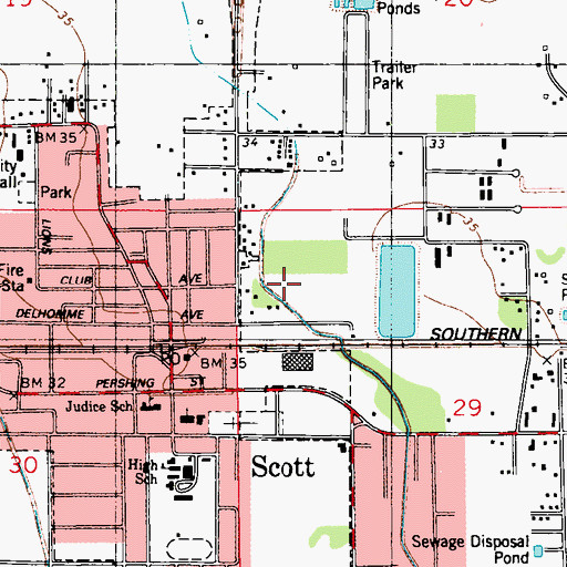 Topographic Map of Shorts Mobile Estates, LA