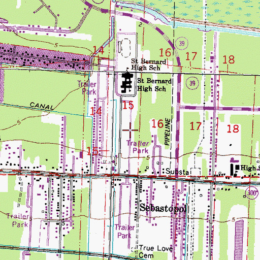 Topographic Map of Sideline Mobile Home Park, LA