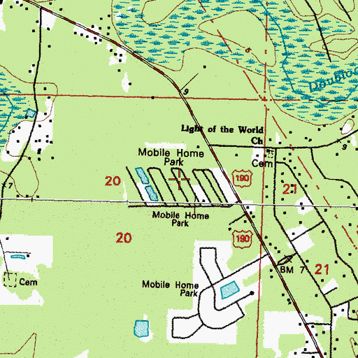 Topographic Map of Tammany Mobile Home Park, LA