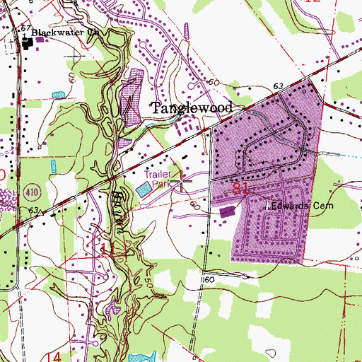Topographic Map of Tanglewood West Trailer Park, LA