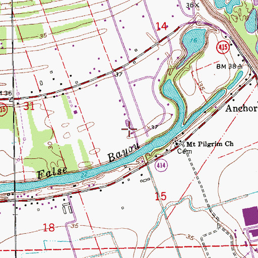Topographic Map of Ted Davis Mobile Home Park, LA