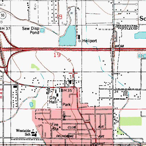 Topographic Map of Thibodeaux Mobile Home Park, LA