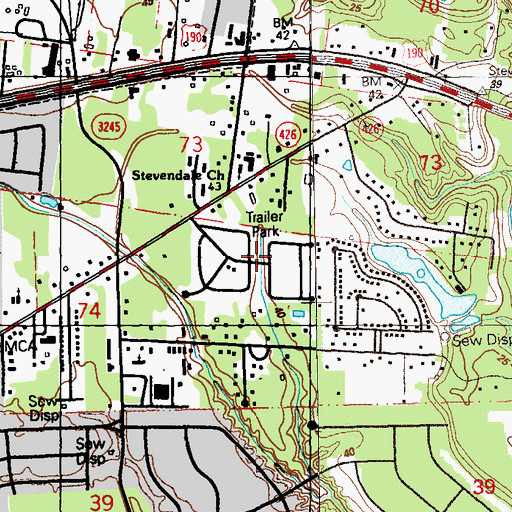 Topographic Map of Torrey Pines Mobile Home Park, LA