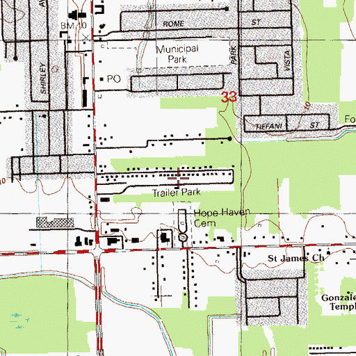 Topographic Map of Vesta Mobile Home Park, LA