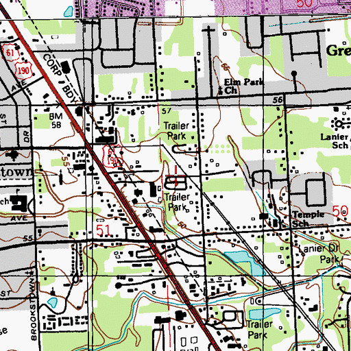 Topographic Map of Victoria Trailer Court, LA