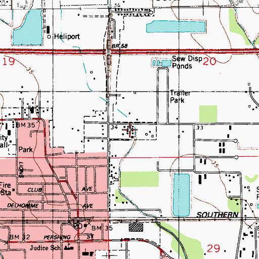 Topographic Map of Warren Landry Mobile Home Park, LA