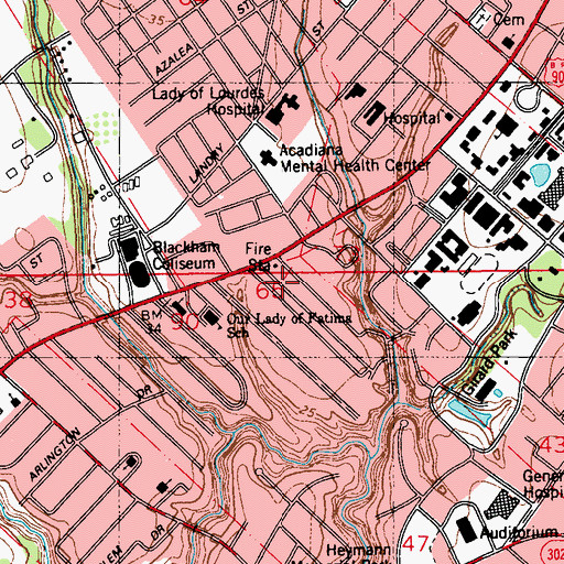 Topographic Map of Whittington Heights Mobile Home Park, LA