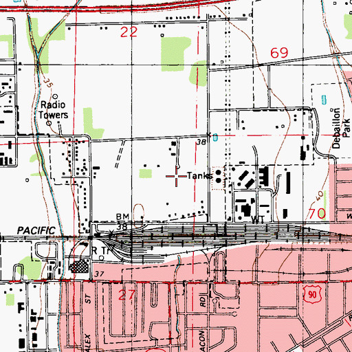 Topographic Map of Willow Springs Mobile Home Park, LA
