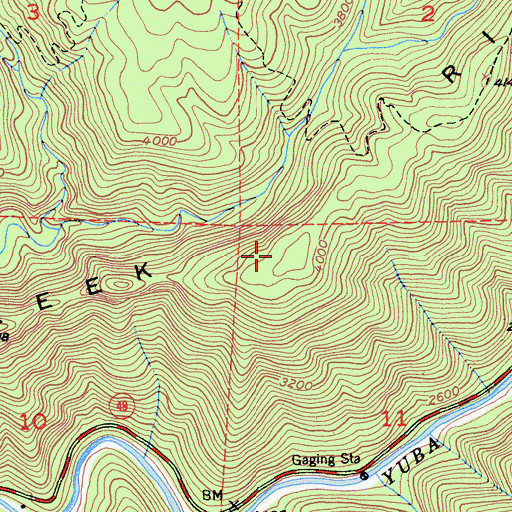 Topographic Map of Fiddle Creek Ridge, CA