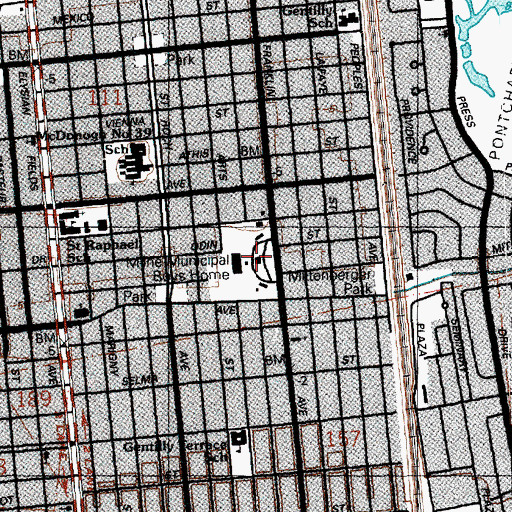 Topographic Map of Milne Boys Home, LA