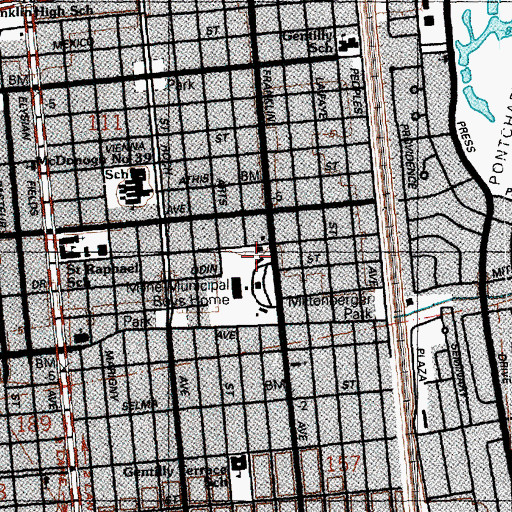 Topographic Map of Milne Boys Home North Cottage, LA