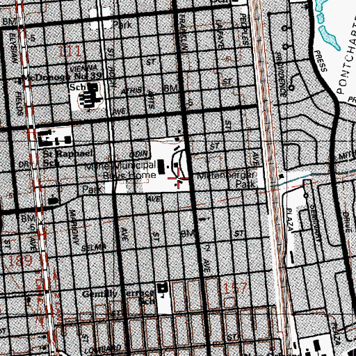 Topographic Map of Milne Boys Home South Cottage, LA
