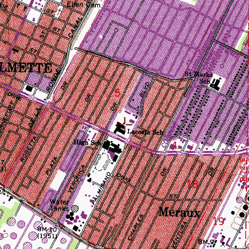 Topographic Map of Saint Bernard Health Center, LA