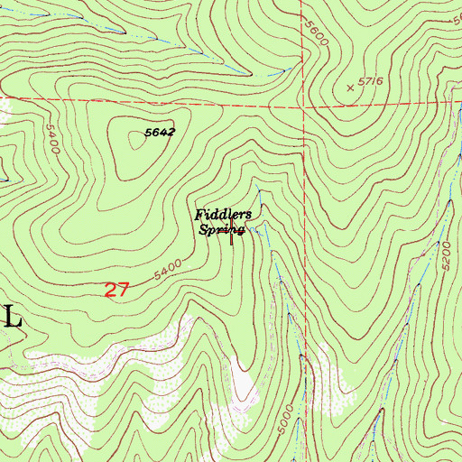 Topographic Map of Fiddlers Spring, CA