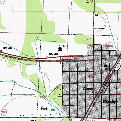 Topographic Map of Allen Parish Hospital, LA