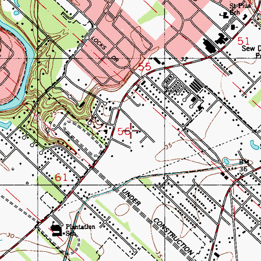 Topographic Map of Lafayette Surgical Specialty Hospital, LA