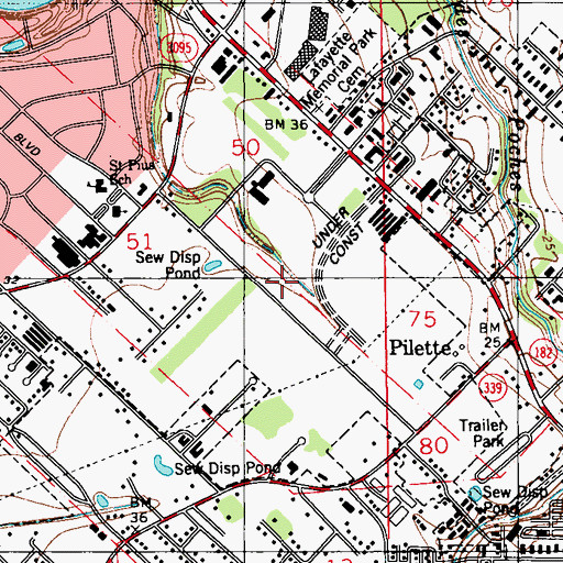 Topographic Map of Meadowbrook Specialty Hospital of Lafayette, LA